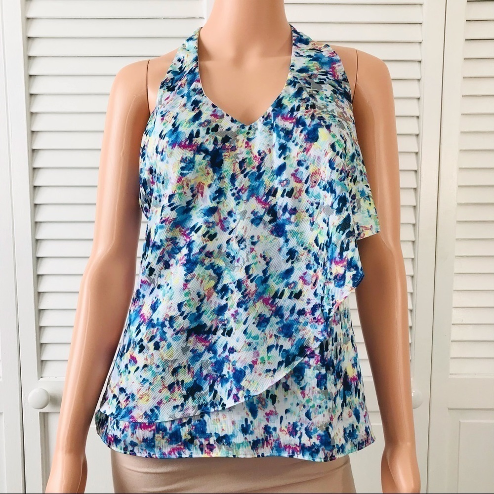 2/$25 ANN TAYLOR Petites Multicolored V-Neck Sleeveless Blouse Size 2P